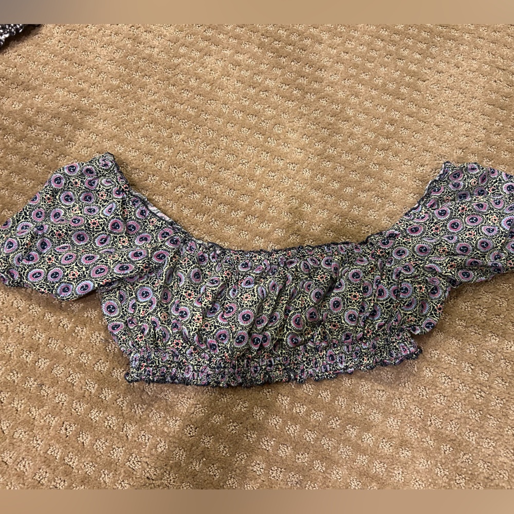 Anthropologie Floral Purple and Green Blouse